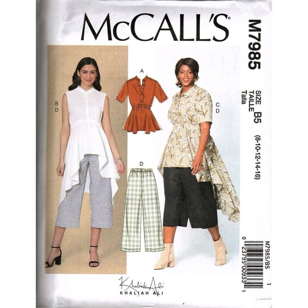McCall's M7985 Misses 8 to 16 Peplum Tunic, Top and Pants Uncut Sewing Pattern